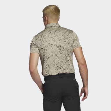Men Golf Beige Jacquard Golf Polo Shirt
