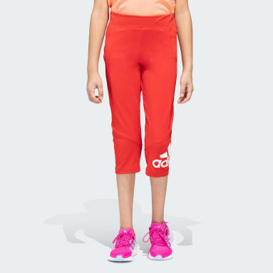 Girls Gym & Training Red LINEAR TIGHTS
