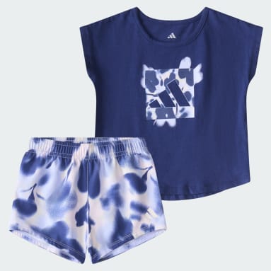 Two-Piece Short Sleeve Cotton Tee and Woven Shorts Set