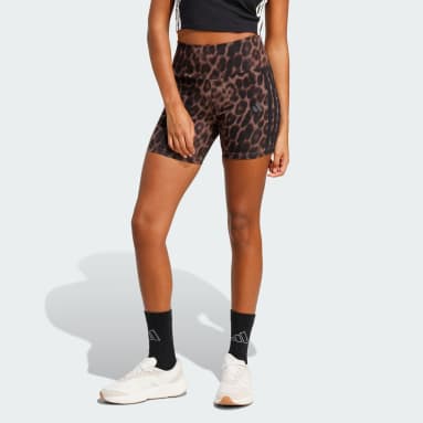 Seasonal Essentials Leopard Print 3-Stripes Biker Shorts