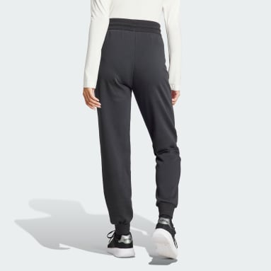 Women Sportswear Black French Terry Print Regular Pants