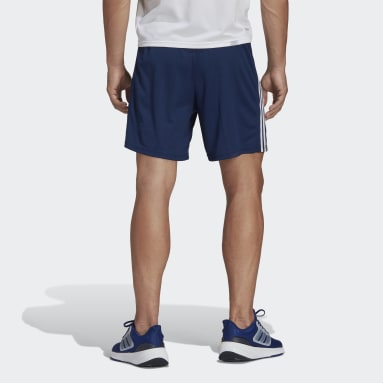 Heren Fitness En Training blauw Train Essentials Piqué 3-Stripes Trainingsshort