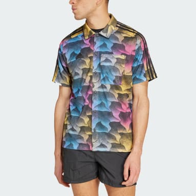 Men sportswear Black Tiro Allover Print Mesh Resort Shirt
