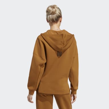 Women Sportswear Brown Mission Victory Loose Full-Zip Hoodie