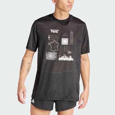 adidas Running Fast cropped t-shirt in black