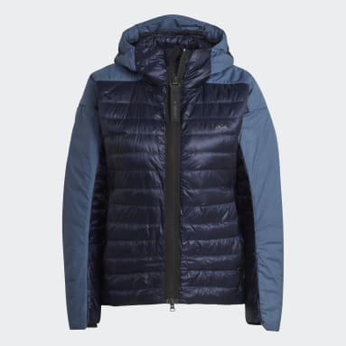 Adidas mens terrex climaheat agravic down hooded jacket blue night clearance