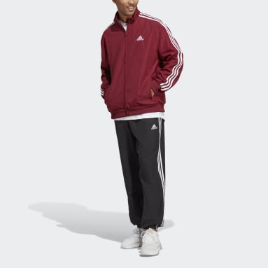 Men Sportswear Burgundy 3-Stripes Woven Track Suit