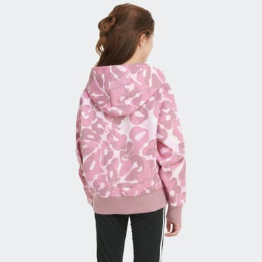 Youth 8-16 Years Training Pink AOP LOOSE FIT HOOD PULOVR