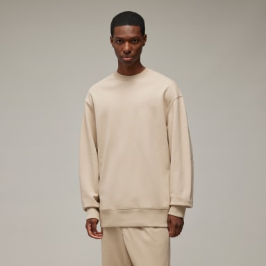 Men Y-3 Brown Y-3 French Terry Crew Sweater