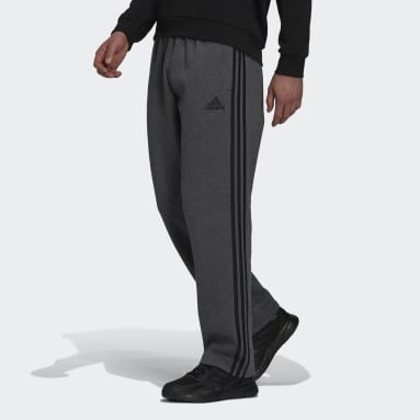 Men's Essentials Grey Essentials Fleece Open Hem 3-Stripes Pants