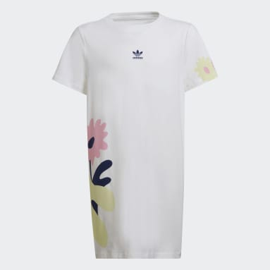 Meisjes Originals Wit Flower Print T-shirtjurk