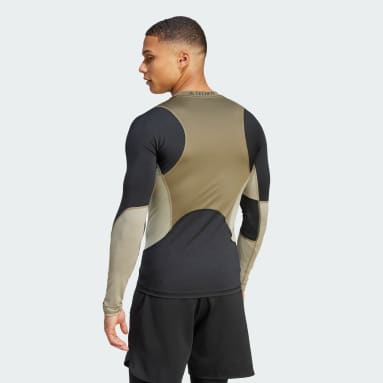T-shirt manches longues Techfit Colorblock Training vert Hommes Entraînement