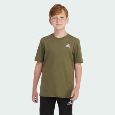 Youth Training Beige Short Sleeve Essential Embroidered Logo Tee