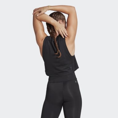 ผู้หญิง Gym & Training สีดำ เสื้อกล้ามครอป Train Essentials Train Cotton 3-Stripes