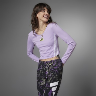 Hyperpulse Crop Long Sleeve T-skjorte Lilla