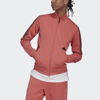 Men sportswear Red 3-Stripes Fitted Track Top
