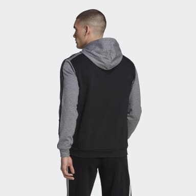 Polera con Capucha Essentials Melange Felpa Francesa Negro Hombre Sportswear