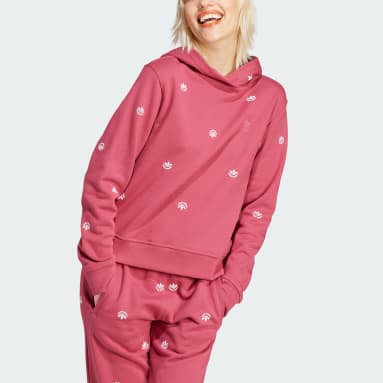 Women's Originals Pink Allover Mini Crest Logo Hoodie