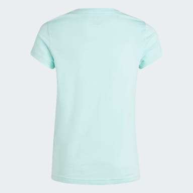 Camiseta Algodão Essentials Big Logo Turquesa Meninas Sportswear