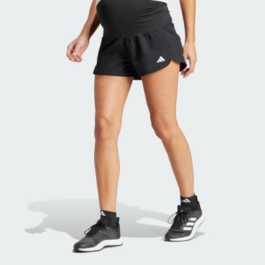Women Gym & Training Black Pacer Woven Stretch Training Maternity Shorts