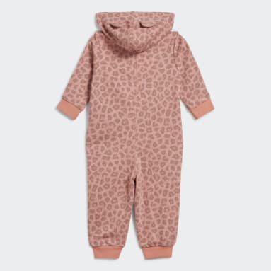 Kids Originals Pink Animal Allover Print Hooded Bodysuit with Ears