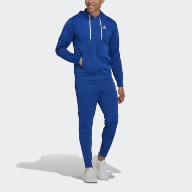 Men Sportswear Blue Ribbed AEROREADY Track Suit
