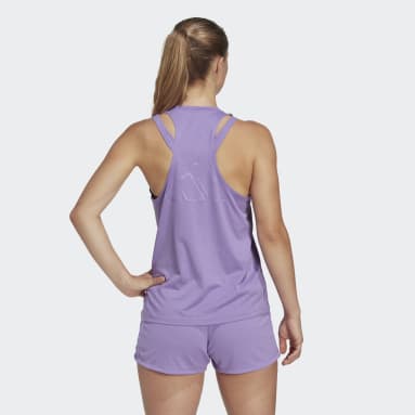 Women Gym & Training Purple AEROREADY Train Essentials 3 Bar Logo Tank Top