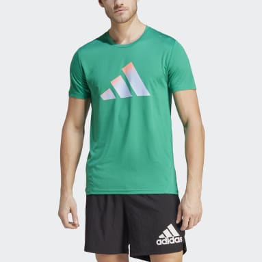 Men Running Green Run Icons 3 Bar Logo Tee