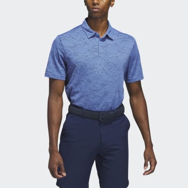 Heren Golf blauw Textured Jacquard Golfpolo