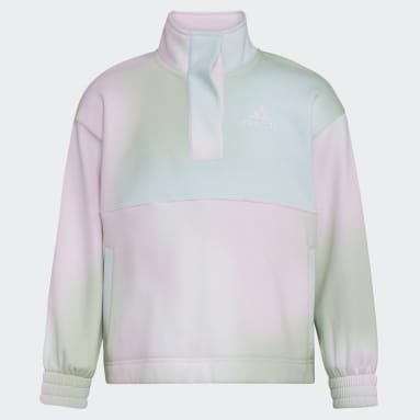 Allover Print Mock Neck Fleece Pop Over Sweatshirt