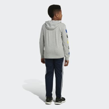 Youth Training Grey Sport Stamp Long Sleeve Hooded Tee