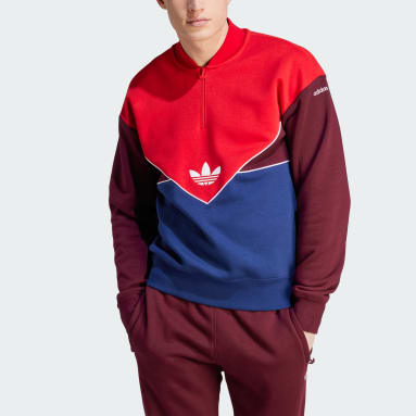 adidas Sweat-shirt ras-du-cou demi-zip Adicolor Seasonal Archive Rouge Hommes Originals
