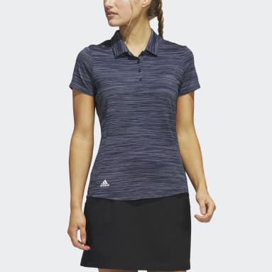 Women Golf Blue Space-Dyed Short Sleeve Polo Shirt