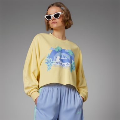 Dames Originals geel Crew Graphic Sweatshirt