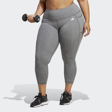 Women's Gym & Training Grey Optime Stash Pocket Training 7/8 Leggings (Plus Size)