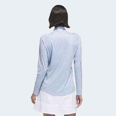 Women's Golf Blue Essentials Long Sleeve Printed Mock Polo Shirt