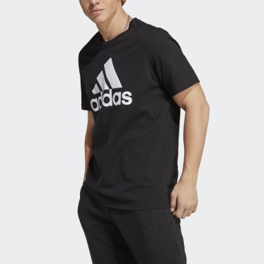 ผู้ชาย Sportswear สีดำ เสื้อยืดผ้าซิงเกิลเจอร์ซีย์ Essentials Big Logo