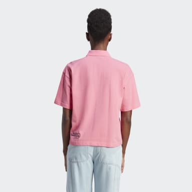 Women Sportswear Pink Scribble Embroidery Polo Shirt