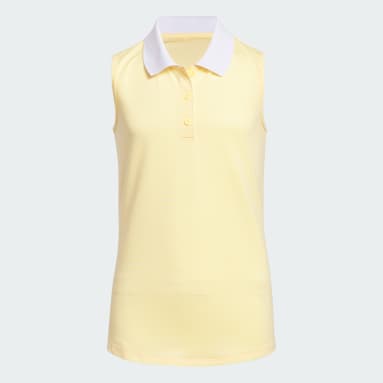 Girls Golf Orange Ottoman Striped Sleeveless Polo Shirt