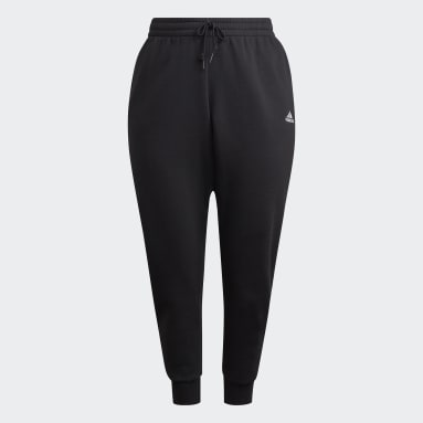 Women Sport Inspired Black Essentials 3-Stripes Fleece Pants (Plus Size)