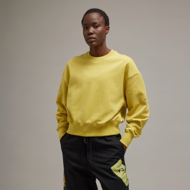 Women Lifestyle Yellow Y-3 Organic Cotton Terry Boxy Crew Sweater