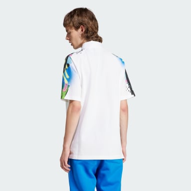 Men's Originals White Retro Graphic Polo Shirt