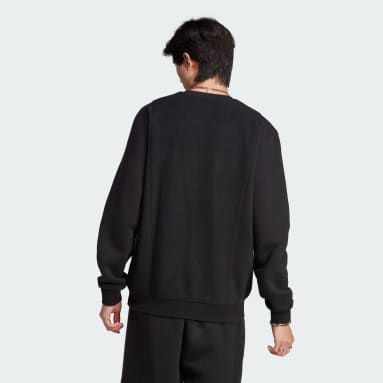 Men Originals Black Essentials+ Trefoil Reverse Material Crew Sweatshirt