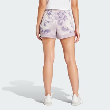 Women Gym & Training Purple Pacer Essentials AOP Flower Tie-Dye Knit Shorts