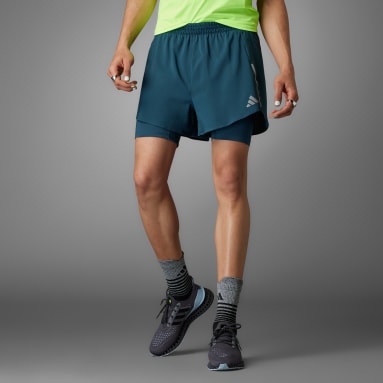 Men Running Turquoise Designed 4 Running 2-in-1 Shorts