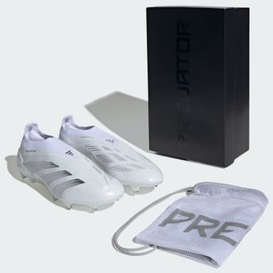 Football White Predator Elite Laceless Firm Ground Football Boots