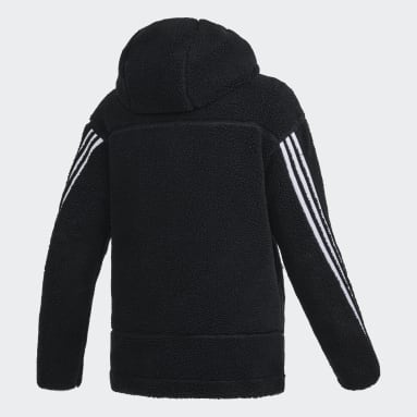 남성 Outdoor Black 풀집 하이 칼라 쉐르파 재킷