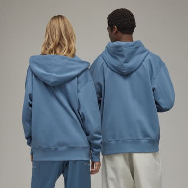 Y-3 Organic Cotton Terry Zip Hoodie Blu Y-3