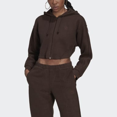 Hoodie Crop Full-Zip Loungewear Marrone Donna Originals