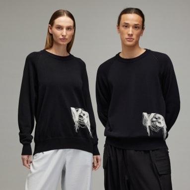 Y-3 로고 니트 크루 스웨트셔츠